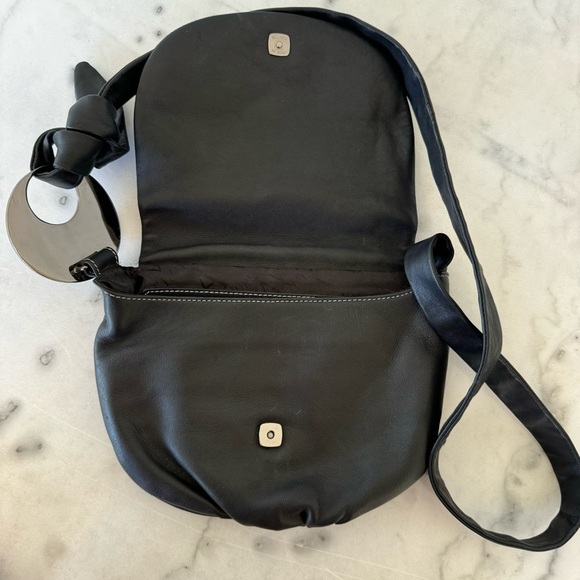 FURLA Genuine Leather Black with Contrast Stitching Crossbody Purse Bag - Picture 7 of 14